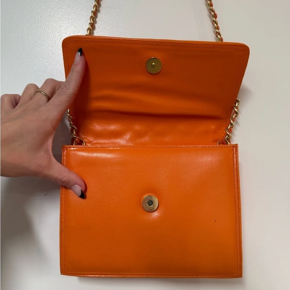 Saks Fifth Avenue Orange Quilted Crossbody Bag